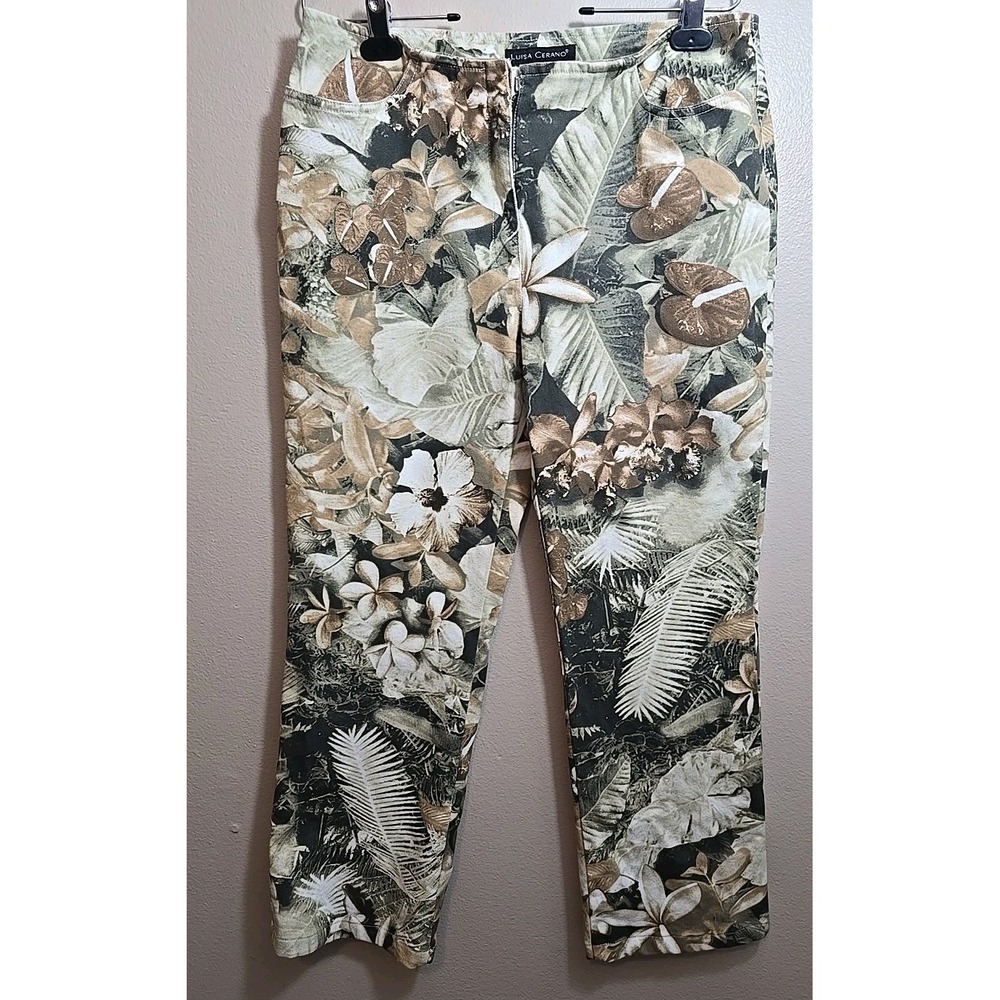 Luisa Cerano Womens Leggings/ Pants Size  US 10‎ GB 14 F 42 Foilage Stretch